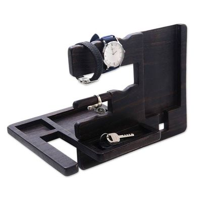 Alternate image for Handcrafted Rustic Wood Organizer from Bali Singaraja Brown