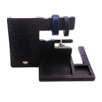 Alternate image for Handcrafted Rustic Wood Organizer from Bali Singaraja Brown