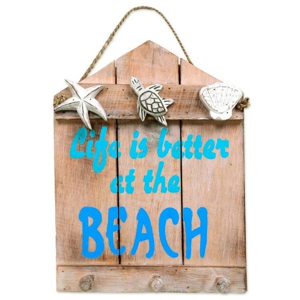 Alternate image for Beach and Nautical Distressed Wood Coat Rack from Indonesia Life is Better at the Beach