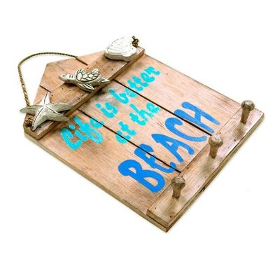 Alternate image for Beach and Nautical Distressed Wood Coat Rack from Indonesia Life is Better at the Beach