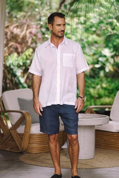 Alternate image for Mens White Embroidered Cotton Shirt White Barong