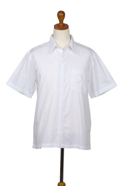 Alternate image for Mens White Embroidered Cotton Shirt White Barong