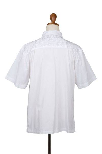 Alternate image for Mens White Embroidered Cotton Shirt White Barong
