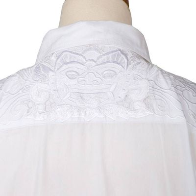 Alternate image for Mens White Embroidered Cotton Shirt White Barong