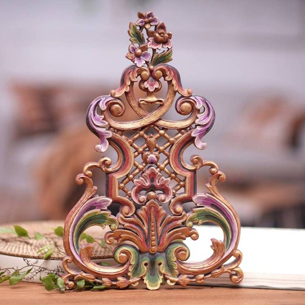 Handmade Traditional Suar Wood Wall Relief Panel from Bali 'Balinese Kayonan'
