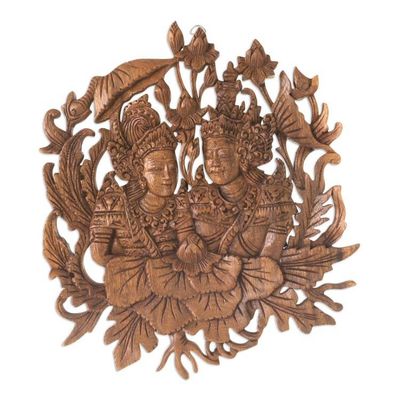 Alternate image for Sita and Rama Relief Panel Wall Sculpture from Bali Rama and Sitas True Love
