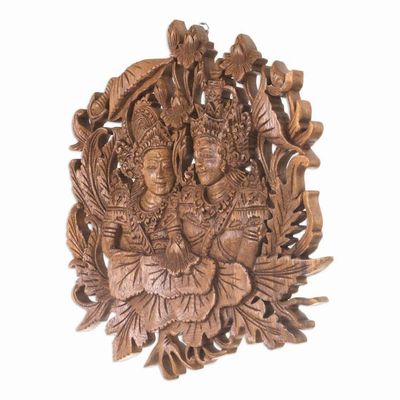 Alternate image for Sita and Rama Relief Panel Wall Sculpture from Bali Rama and Sitas True Love