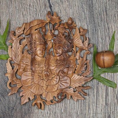 Alternate image for Sita and Rama Relief Panel Wall Sculpture from Bali Rama and Sitas True Love