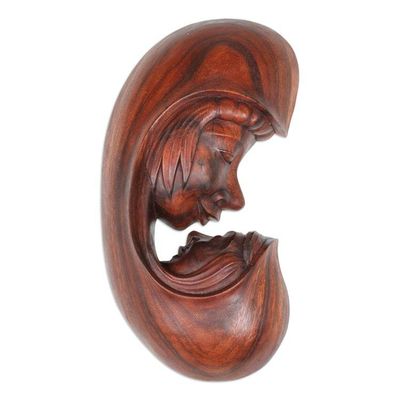 Alternate image for Wood wall panel Mother Child and the Moon