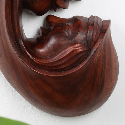 Alternate image for Wood wall panel Mother Child and the Moon