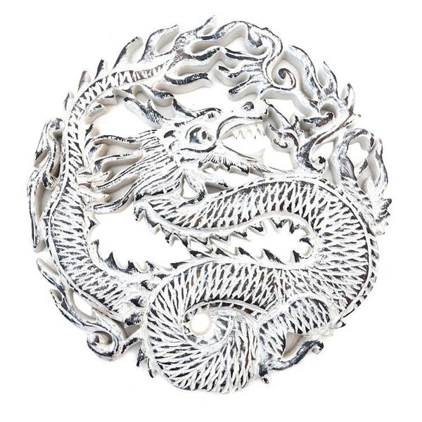 Alternate image for Circular Dragon Suar Wood Wall Relief Panel from Indonesia Antaboga Rage