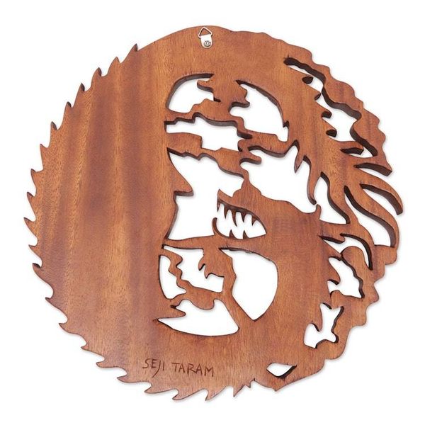 Alternate image for Dragon and Moon Wood Relief Panel Hand-Carved in Bali Dragon Knight