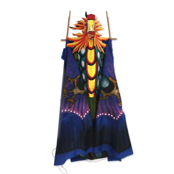 Alternate image for Hand Painted Nylon Blue Balinese Dragon Kite Blue Night Dragon