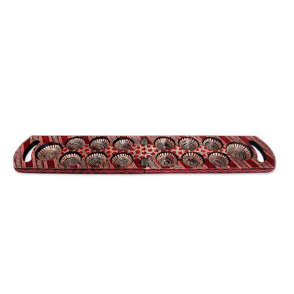 Alternate image for Red Batik Wood Mancala Board Game Handcrafted in Java Red Clever Leisure