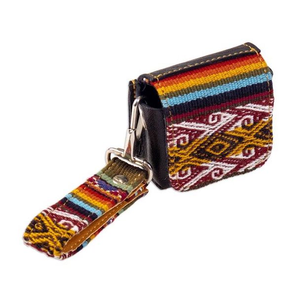 Alternate image for Artisan Crafted Leather Earbud Headphone Holder from Peru Incan Audio