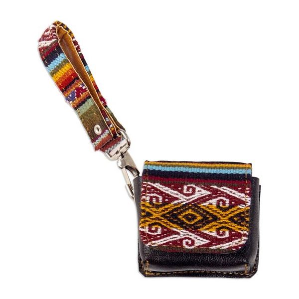 Alternate image for Artisan Crafted Leather Earbud Headphone Holder from Peru Incan Audio