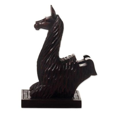 Alternate image for Hand-carved Llama Wood Phone Holder From Peru Prancing Llama