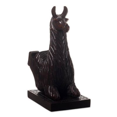 Alternate image for Hand-carved Llama Wood Phone Holder From Peru Prancing Llama