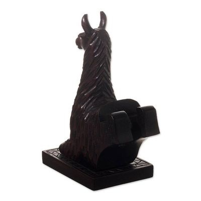 Alternate image for Hand-carved Llama Wood Phone Holder From Peru Prancing Llama
