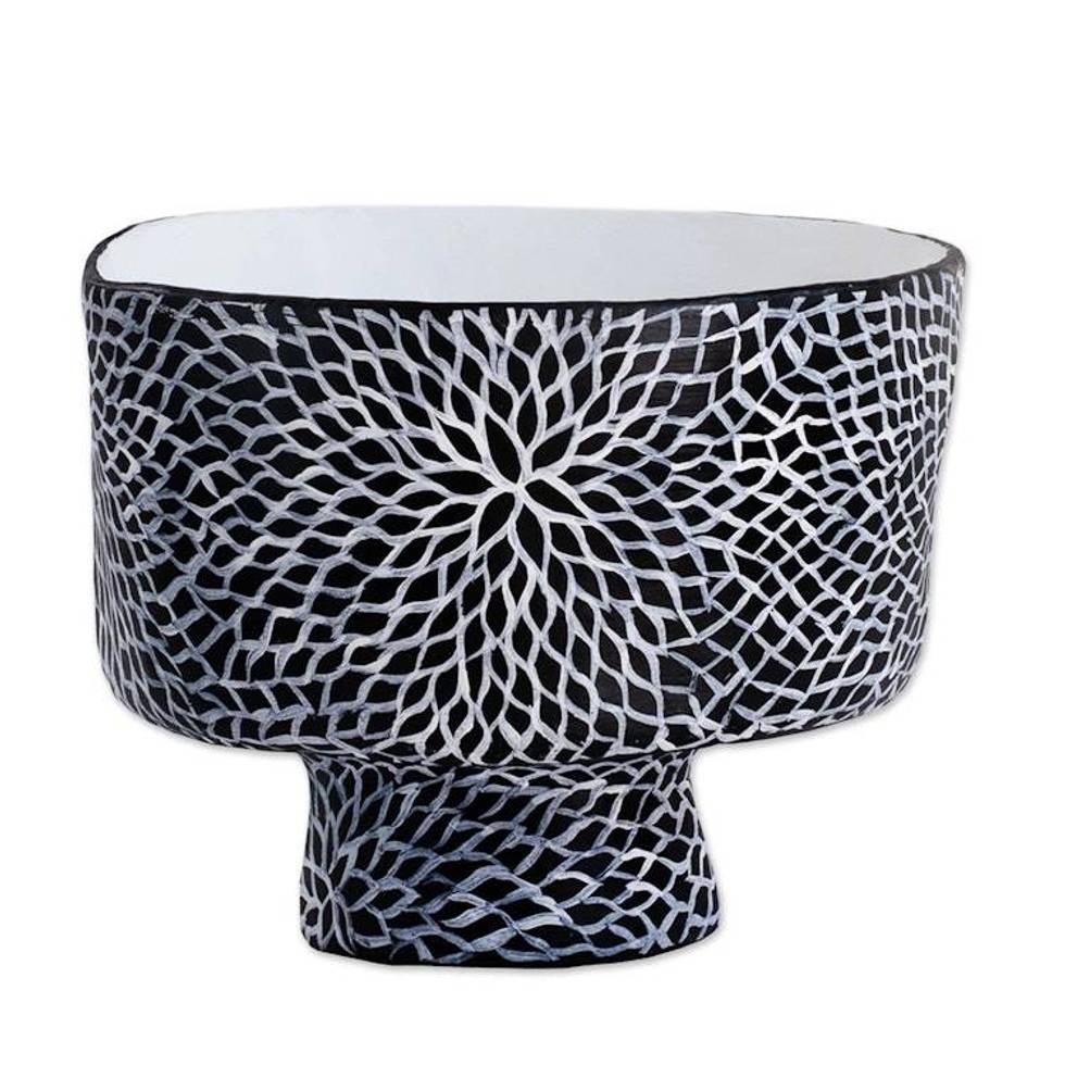 Hand Painted Papier Mache Decorative Bowl 'Dahlia'