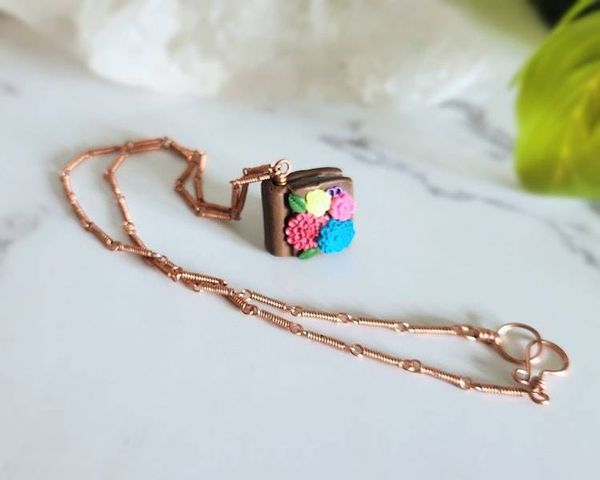 Alternate image for Flower Book Copper Necklace
