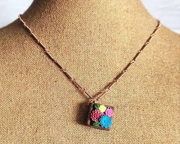 Alternate image for Flower Book Copper Necklace