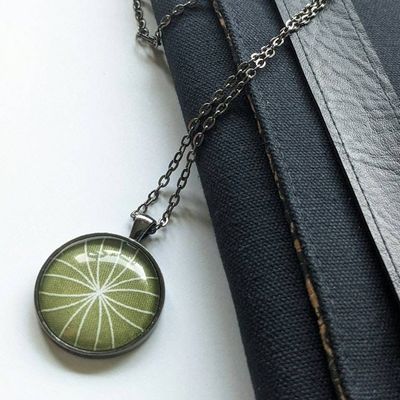 Primary image for Necklace - Lime Green Floral Cotton Print