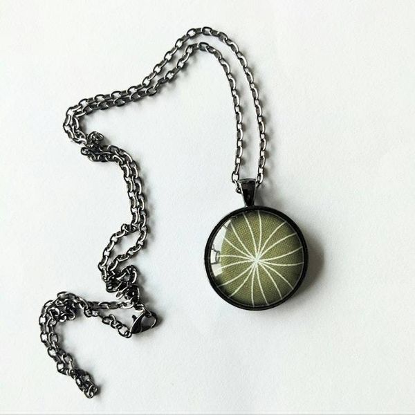 Alternate image for Necklace - Lime Green Floral Cotton Print