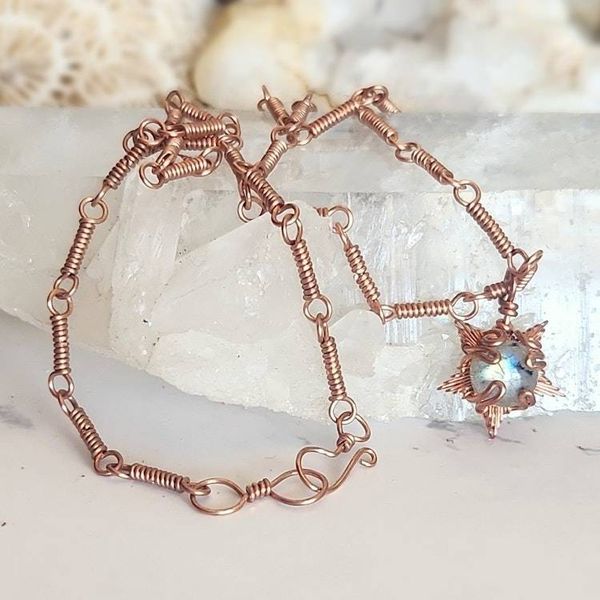 Alternate image for Labradorite Star Copper Wire Wrapped Necklace