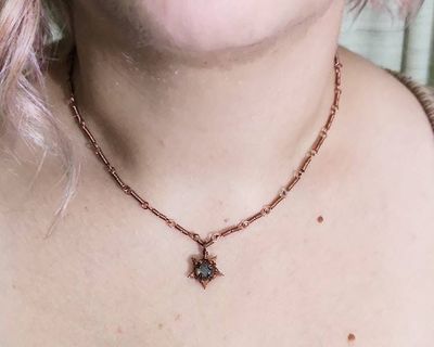 Alternate image for Labradorite Star Copper Wire Wrapped Necklace