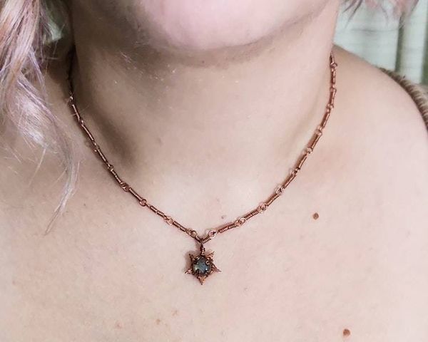 Alternate image for Labradorite Star Copper Wire Wrapped Necklace