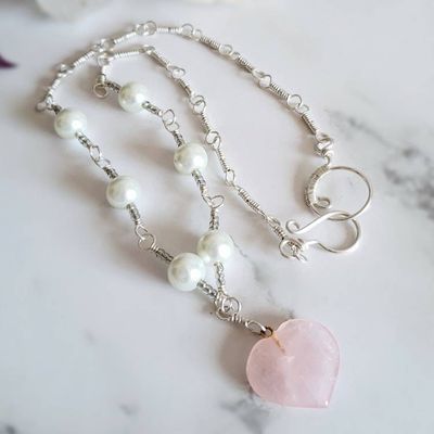 Alternate image for Rose Quartz Sterling Silver Necklace