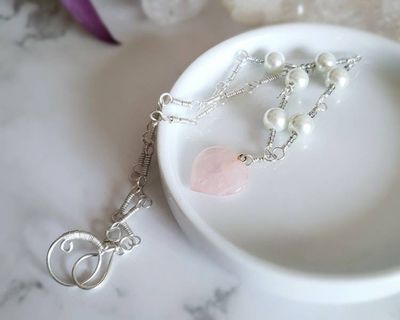 Alternate image for Rose Quartz Sterling Silver Necklace