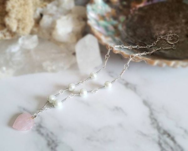 Alternate image for Rose Quartz Sterling Silver Necklace