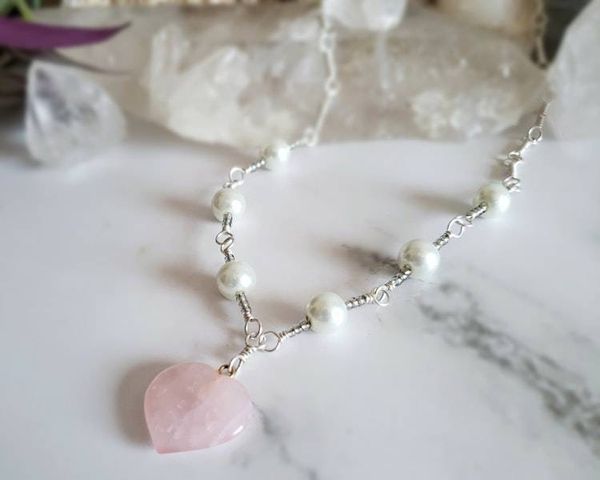 Alternate image for Rose Quartz Sterling Silver Necklace