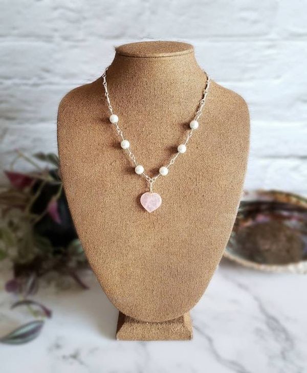 Alternate image for Rose Quartz Sterling Silver Necklace