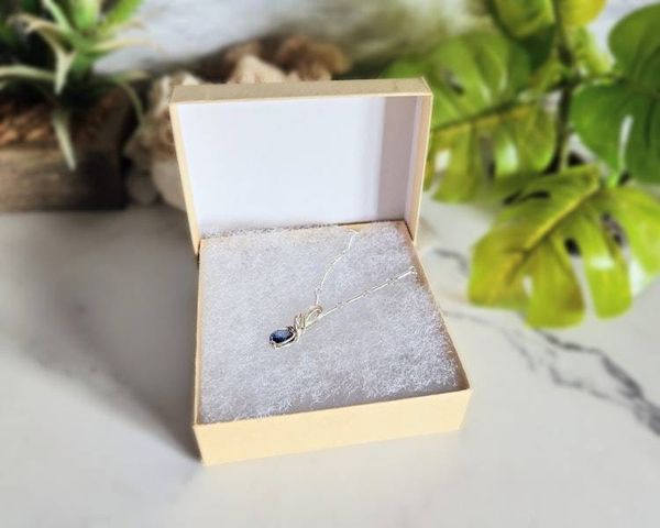Alternate image for Blue Sapphire Sterling Silver Wire Wrapped Necklace