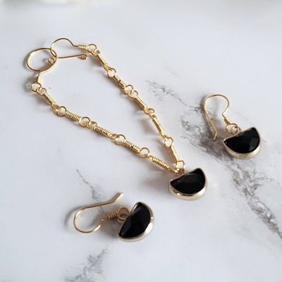 Alternate image for Black Onyx Gold-Colored Sterling Silver Jewelry Set