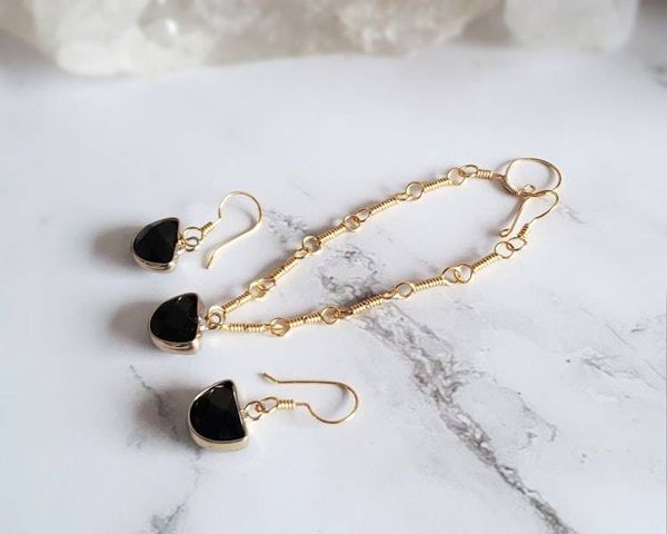 Alternate image for Black Onyx Gold-Colored Sterling Silver Jewelry Set
