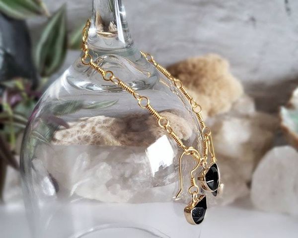 Alternate image for Black Onyx Gold-Colored Sterling Silver Jewelry Set