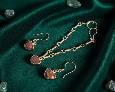Alternate image for Goldstone Gold Colored Sterling Jewelry Set