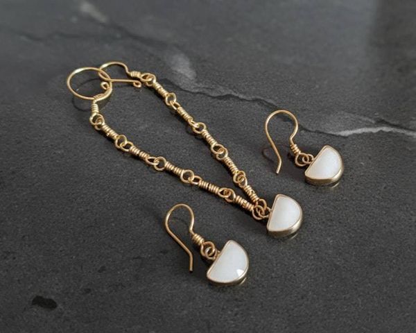Alternate image for Milk Quartz Gold-Colored Sterling Silver Jewelry Set