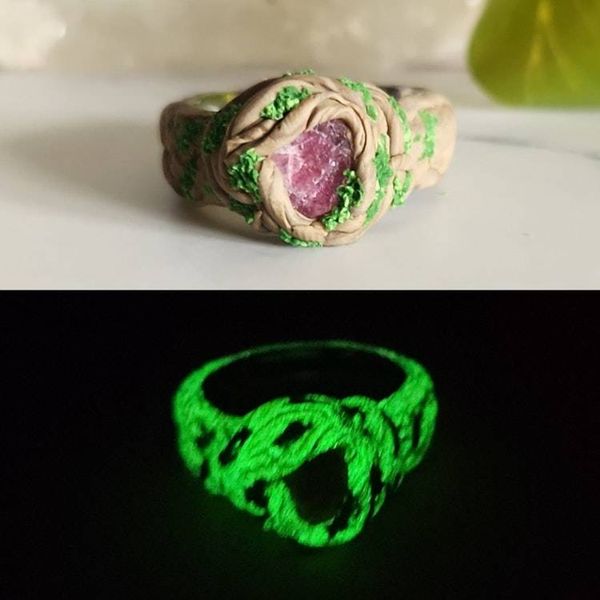 Alternate image for Pink Tourmaline Polymer Clay and Stainless Steel Ring
