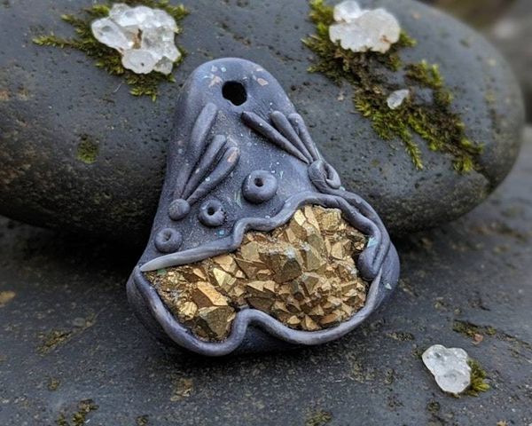 Alternate image for Titanium Druzy Quartz Clay Pendant
