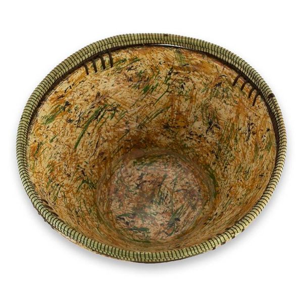 Alternate image for Orange and Green Handcrafted Ceramic Decorative Bowl Autumn Forest