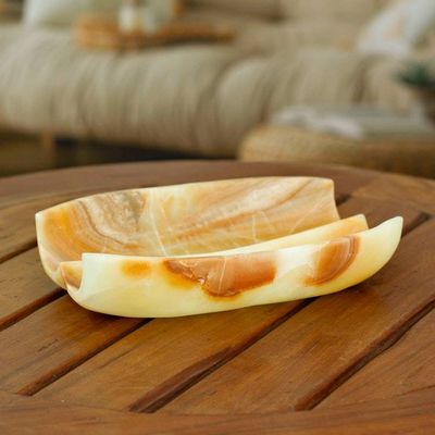 Alternate image for Artisan Crafted Modern Centerpiece in Natural Mexican Onyx On Natures Wings