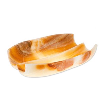 Alternate image for Artisan Crafted Modern Centerpiece in Natural Mexican Onyx On Natures Wings