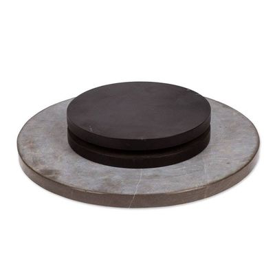 Alternate image for Hand-Carved Minimalist Dark Grey Marble Rotating Centerpiece Metropolitan Banquet