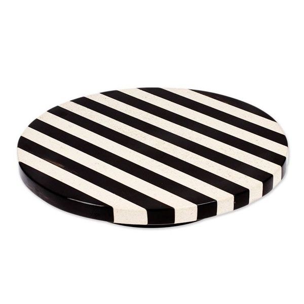 Alternate image for Striped Modern Black and White Marble Rotating Centerpiece Cosmopolitan Banquet