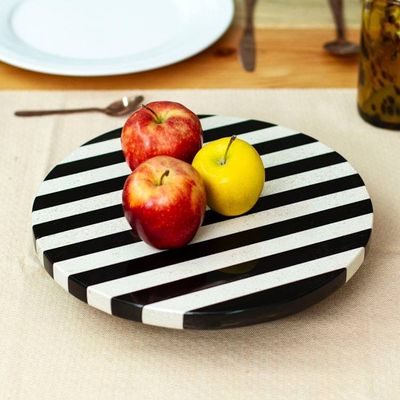 Alternate image for Striped Modern Black and White Marble Rotating Centerpiece Cosmopolitan Banquet